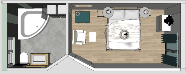 Plan 3d du nouveau design d'intérieur pour ce projet d'aménagement proche de Caen