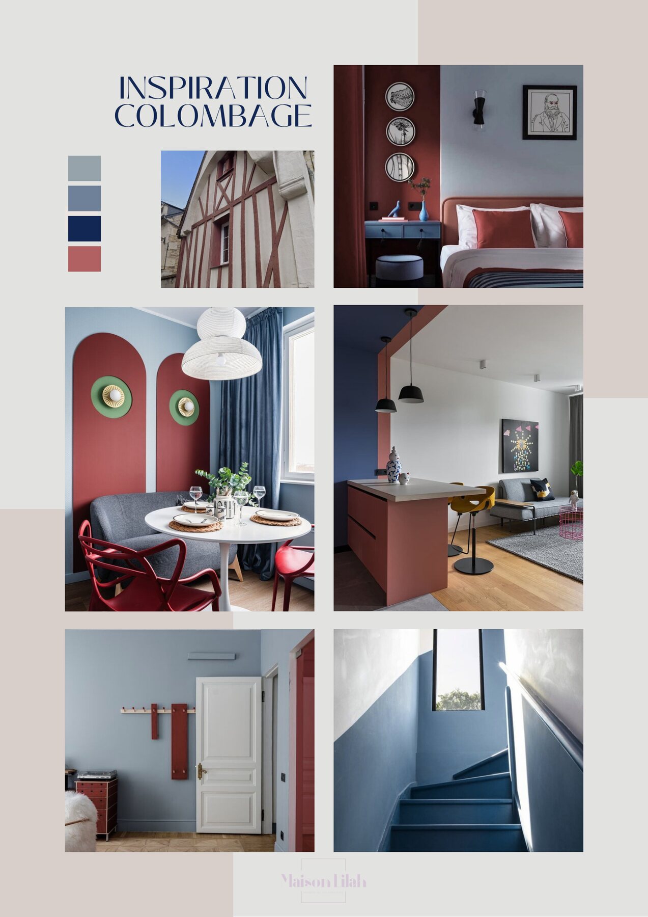 Planche d'ambiance du projet de Falaise, univers full rayures