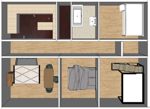 Plan 3d de l'agencement de cet appartement de Caen
