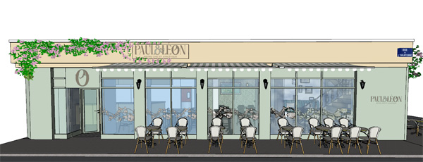 Plan et nouveau design de la devanture du restaurant Paul et Léon à Caen